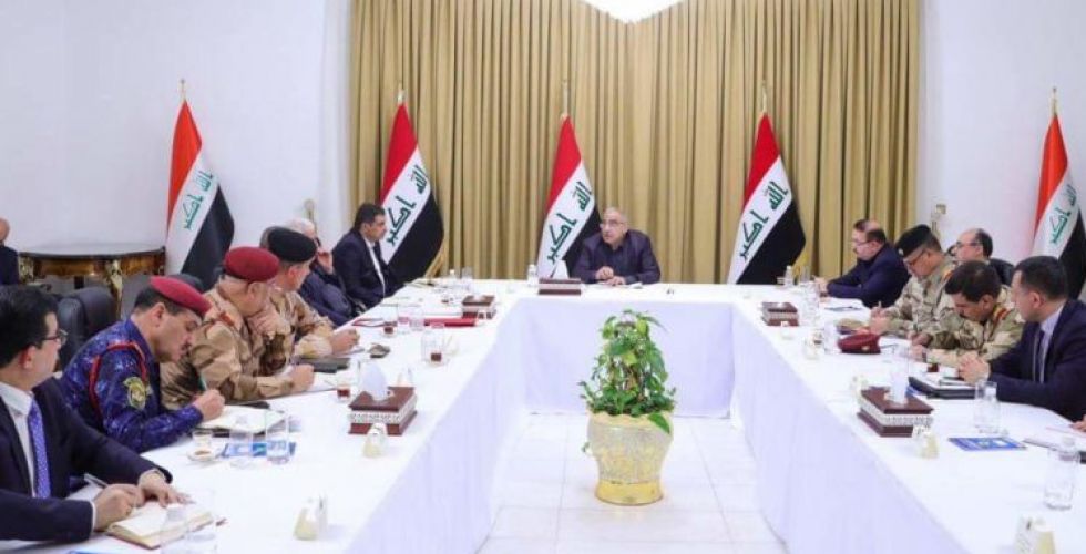 The National Security Council holds an extraordinary session under the chairmanship of Prime Minister Adel Abdul Mahdi